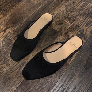 Ann Mashburn elegant suede slide on mules